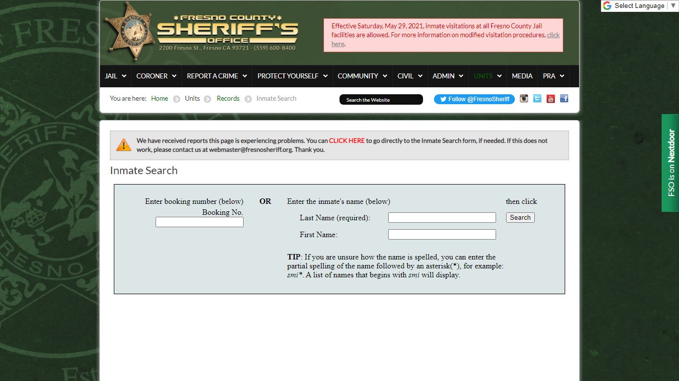 Inmate Search - Fresno County Sheriff-Coroner's Office